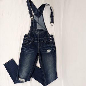 Denim Jean Fitted Overalls Distressed Blue Spice Sz 0